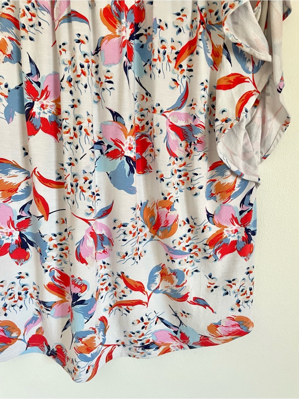 Anthropologie Meadow Rue Ridged Yoke Tee Size M Boho Floral Summer - Picture 9 of 11